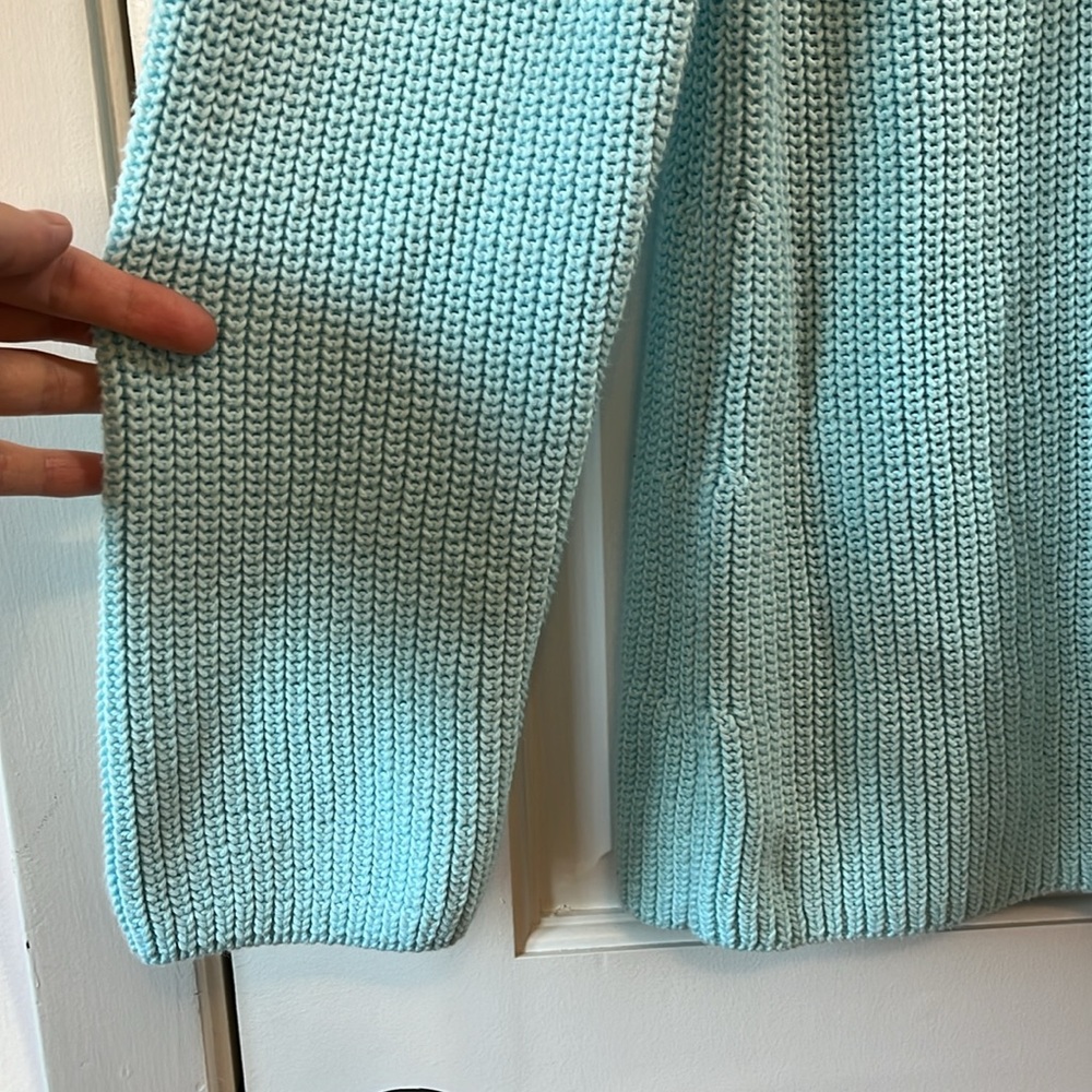 Talbots Light Bluish Green Chunky Knit 100% Cotton Sweater - Size XL - Picture 3 of 7